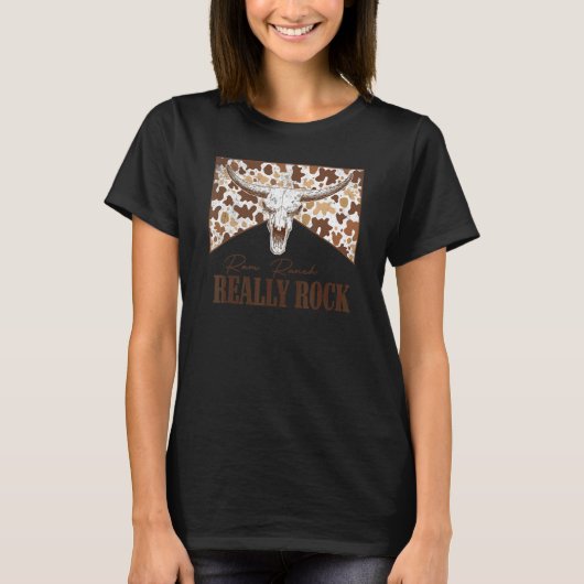 Ram Ranch Echt Rock Leopard Bull Skull Land T-shirt (Voorkant)