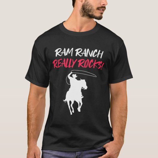 Ram Ranch Rocks Horseback Riding Cowb T-shirt (Voorkant)