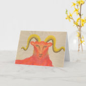 Ram Red Zodiac Symbool Verjaardag Kaart (Gele Bloem)