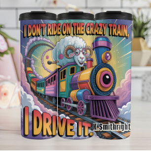 Ram rijdt met de gekke trein thermosbeker