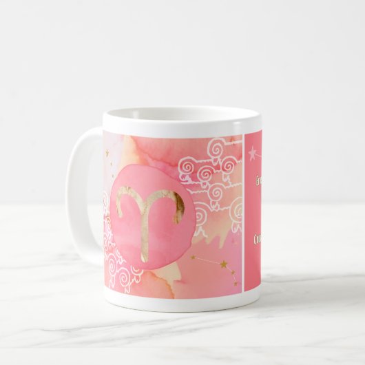 Ram Rood Astrologie Zodiac Sign Mok (Voorkant links)