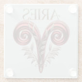 Ram Rood Glyph Zilver Vierkant Glas Onderzetter Glazen Onderzetter (Achterkant)