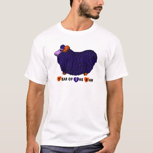 Ram Schapen Geit Jaar Paarse Ram T-shirt (Voorkant)