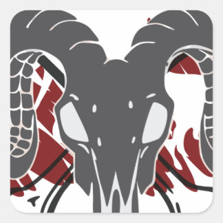 Ram schedel art v1 vierkante sticker