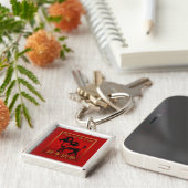 Ram Sheep Goat Year Chinese Greeting Square Key C Sleutelhanger (Zijkant)