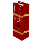 Ram Sheep Goat Year Chinese Greeting Wine Gift Bag Wijn Cadeautas (Voorkant Gekanteld)