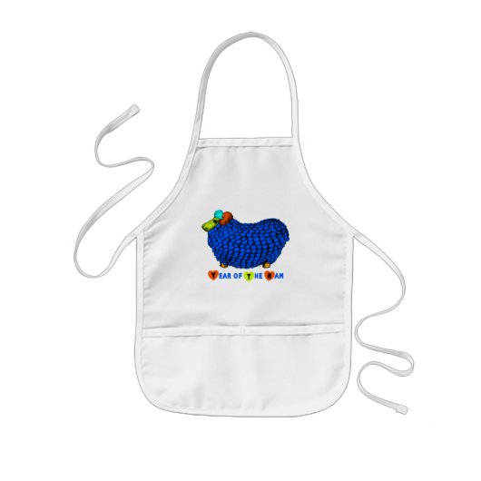 Ram Sheep Year Blue Illustration Kinder Schort (Voorkant)