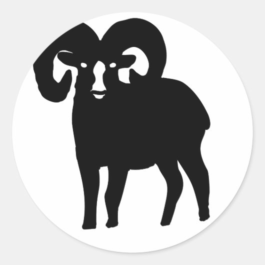 Ram Silhouet Ronde Sticker (Voorkant)