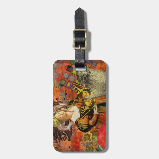 Ram Sinaasappel Vrouw: Gotische Ram Antiek Art Col Bagagelabel (Voorkant verticaal)