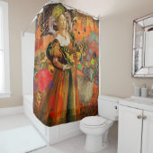 Ram Sinaasappel Vrouw: Gotische Ram Antiek Art Col Douchegordijn (In situ)
