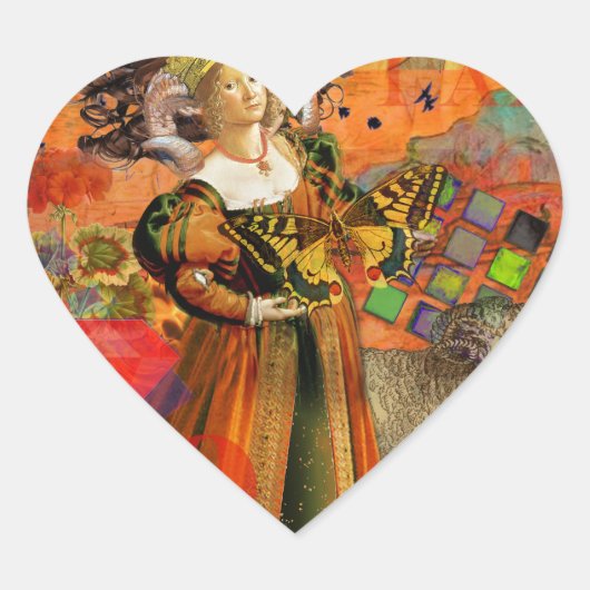 Ram Sinaasappel Vrouw: Gotische Ram Antiek Art Col Hart Sticker (Voorkant)
