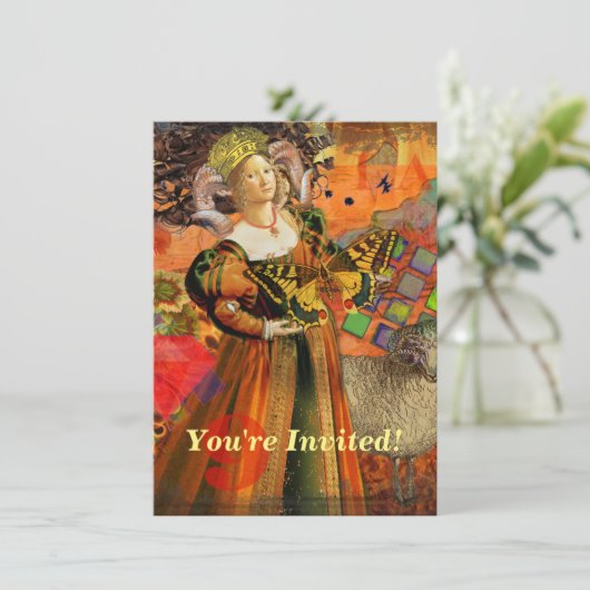 Ram Sinaasappel Vrouw: Gotische Ram Antiek Art Col Kaart (Staand voorkant)