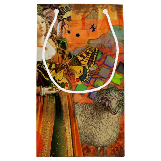 Ram Sinaasappel Vrouw: Gotische Ram Antiek Art Col Klein Cadeauzakje (Achterkant)