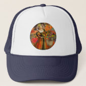 Ram Sinaasappel Vrouw: Gotische Ram Antiek Art Col Trucker Pet (Voorkant)