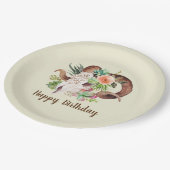 Ram Skull en Succulents Birthday Papieren Bordje (Gekanteld)