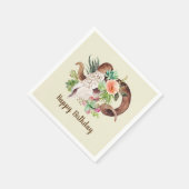 Ram Skull en Succulents Birthday Servet (Hoek)