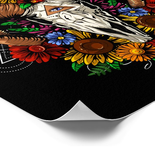Ram Skull Flowers Poster (Hoek)