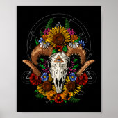 Ram Skull Flowers Poster (Voorkant)