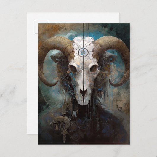 Ram Skull Surreal Fantasy Art Briefkaart (Voorkant / Achterkant)
