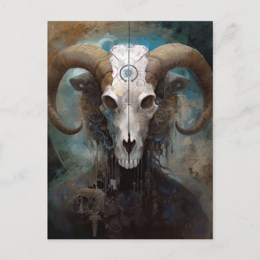 Ram Skull Surreal Fantasy Art Briefkaart (Voorkant)