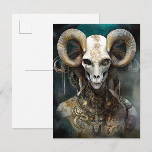 Ram Skull Surreal Fantasy Art Briefkaart (Voorkant / Achterkant)