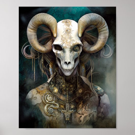 Ram Skull Surreal Fantasy Art Poster (Voorkant)