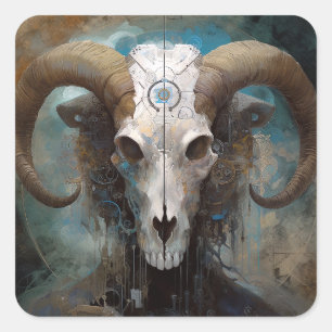 Ram Skull Surreal Fantasy Art Vierkante Sticker