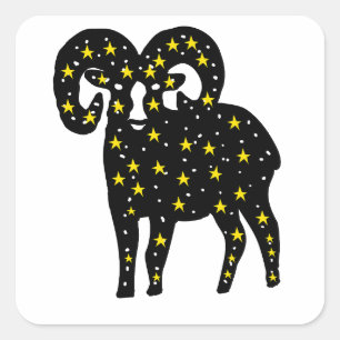 Ram Space Stars Silhouet Vierkante Sticker