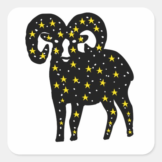Ram Space Stars Silhouette Vierkante Sticker (Voorkant)