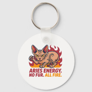 Ram Sphynx Kat Vuur Zodiac Energie Kunst Sleutelhanger