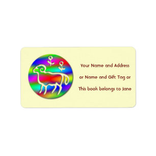 Ram Star Sign Rainbow Name Tag Cadeaubon Label