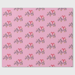 Ram Sterren Teken Inpakpapier - Roze Achtergrond