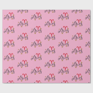 Ram Sterren Teken Inpakpapier - Roze Achtergrond