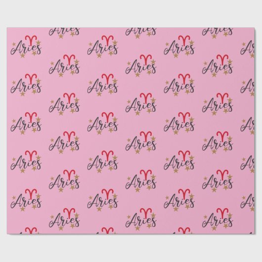 Ram Sterren Teken Inpakpapier - Roze Achtergrond (Vlak)