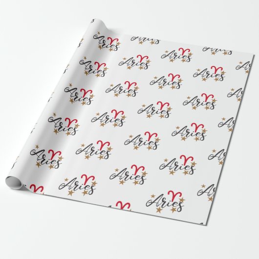 Ram Sterren Teken Inpakpapier - Witte Achtergrond (Uitgerold)