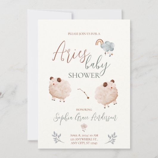 Ram sterrenbeeld baby shower kaart (Voorkant)