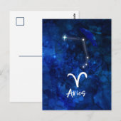 Ram Sterrenbeeld Blauw sterrenstelsel Celestial Briefkaart (Voorkant / Achterkant)