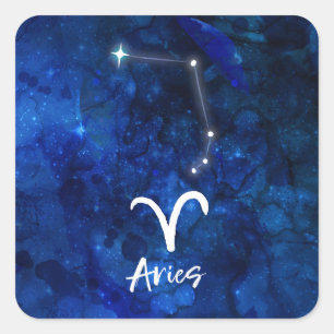 Ram Sterrenbeeld Blauw sterrenstelsel Celestial Vierkante Sticker