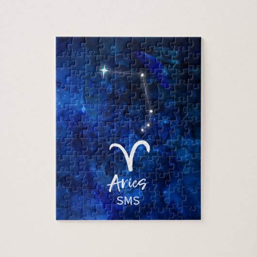 Ram Sterrenbeeld Blauwe Melkweg Monogram Legpuzzel (Verticaal)