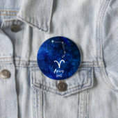 Ram Sterrenbeeld Blauwe Melkweg Monogram Ronde Button 7,6 Cm (In situ)