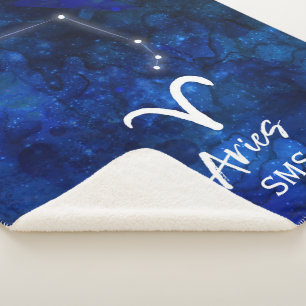 Ram Sterrenbeeld Blauwe Melkweg Monogram Sherpa Deken