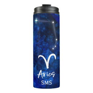 Ram Sterrenbeeld Blauwe Melkweg Monogram Thermosbeker