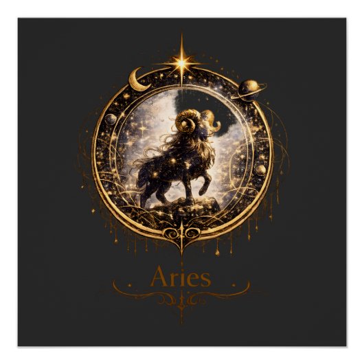 Ram Sterrenbeeld Celestiale Ram–Mystieke Astrologi Perfect Poster (Voorkant)