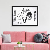 Ram Sterrenbeeld en Symbool omlijst Canvas Afdruk (Insitu (Woonkamer))