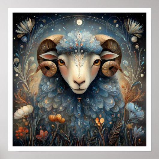 Ram Sterrenbeeld Geboortetekens Astrologie Hemels Poster (Voorkant)