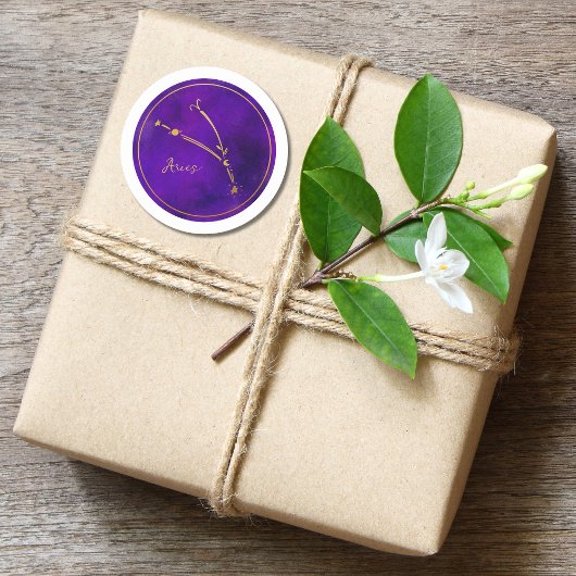 Ram Sterrenbeeld Gouden folie Constellatie Ronde Sticker