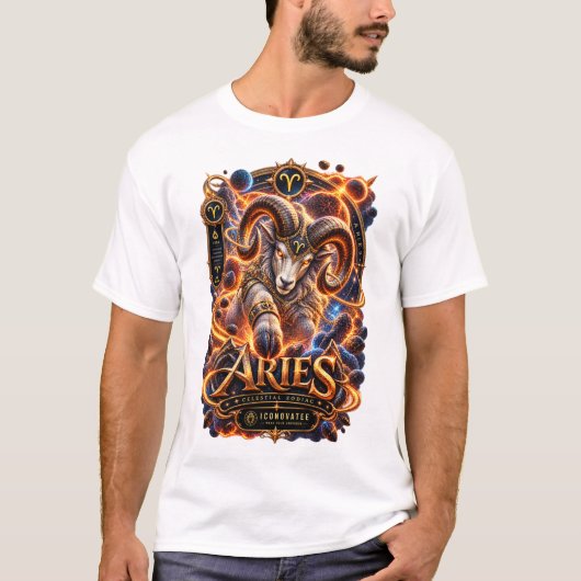 Ram Sterrenbeeld Hemelse Ram Astrologie T-shirt (Voorkant)