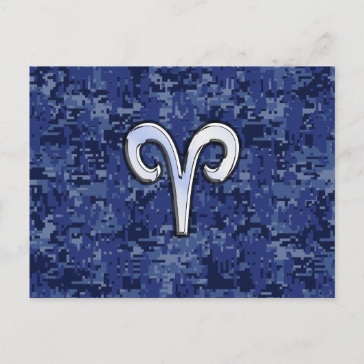 Ram Sterrenbeeld op marineblauw digitaal camouflag Briefkaart (Voorkant)