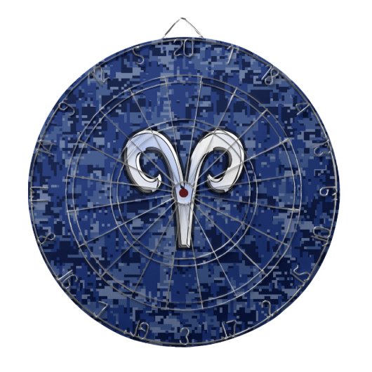 Ram sterrenbeeld op marineblauwe digitale camoufla dartbord (Voorkant)