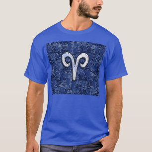 Ram sterrenbeeld op marineblauwe digitale camoufla t-shirt